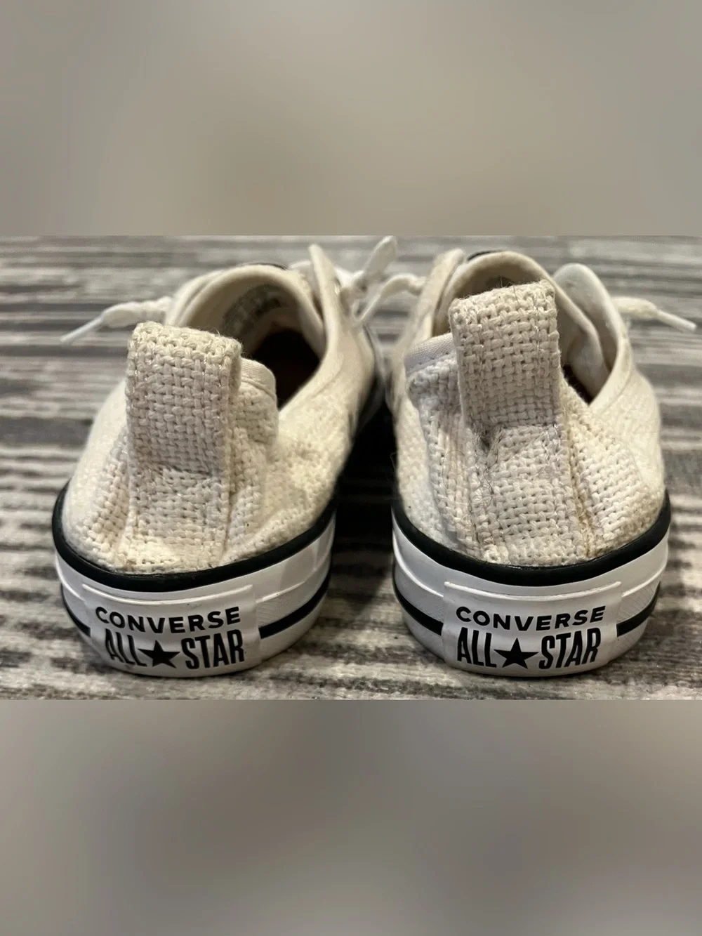 Converse White Canvas Low Top Sneakers with Black Trim